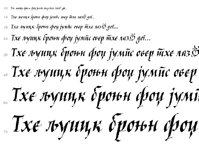 Kaligraf Latin + Cyr font waterfall